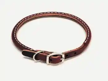 Latigo Leather Round Dog Collar, Latigo, 1" X 22"
