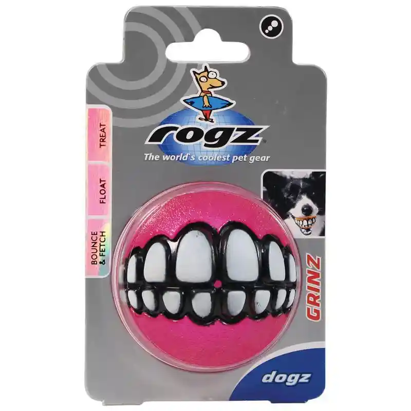 Rogz Grinz Md Trt Ball Dog 2.4";