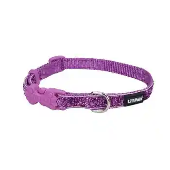 Adjustable Dog Collar With Glitter Overlay, Orchid Sparkles, 3/8" X 06"-08"