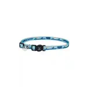 Adjustable Cat Collar, Light Blue - Good Vibes, 3/8" X 8"-12"