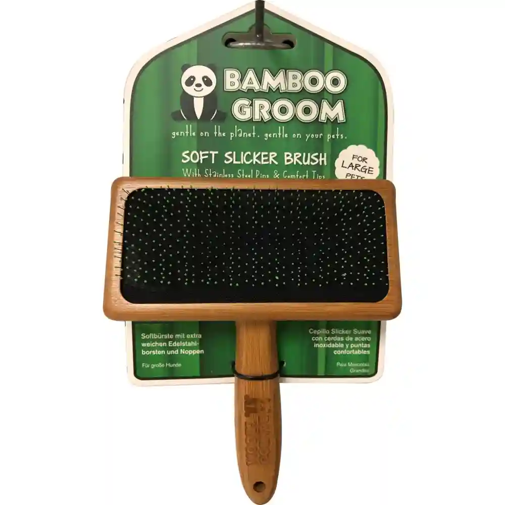 Bamboo Soft Slicker Brush With Comb