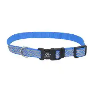 Reflective Open-design Adjustable Collar, Blue Lagoon Wave, 5/8" X 12"-18"
