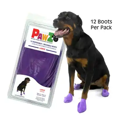 Waterproof Dog Boots, Purple, 12 Count Large