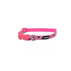 Reflective Dog Collar, Pink Heart Reflective, 3/8" X 06"-08"