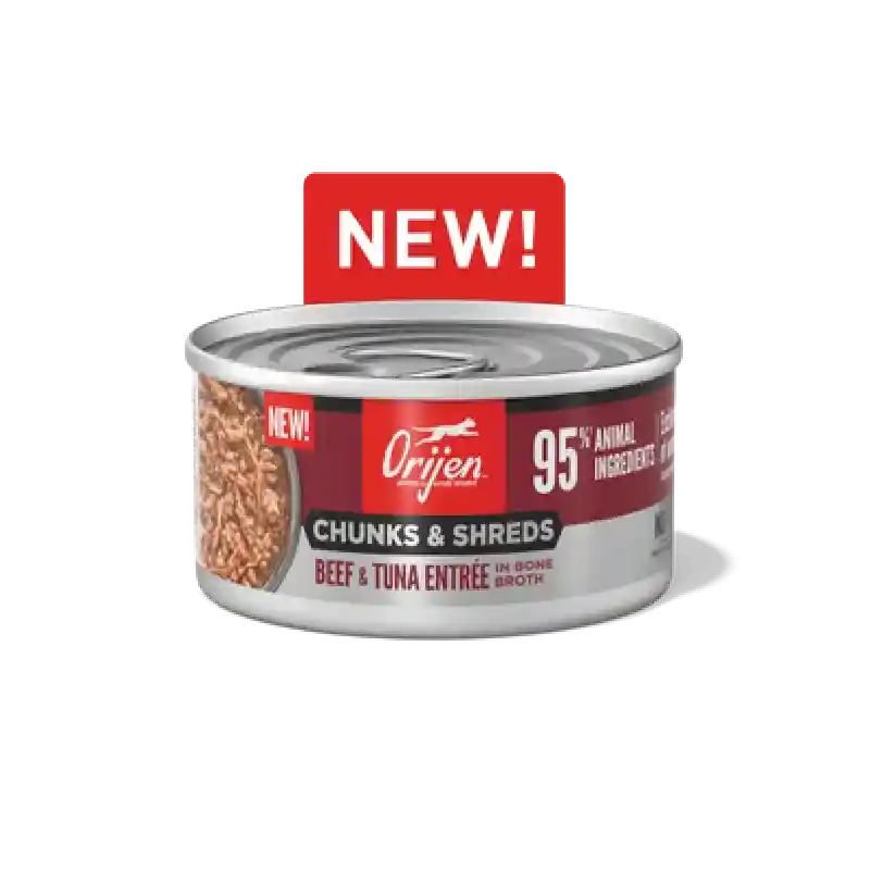 Orijen Cat Chunks Shreds Beef Tuna Can 3oz 12/cs 2cs=mc