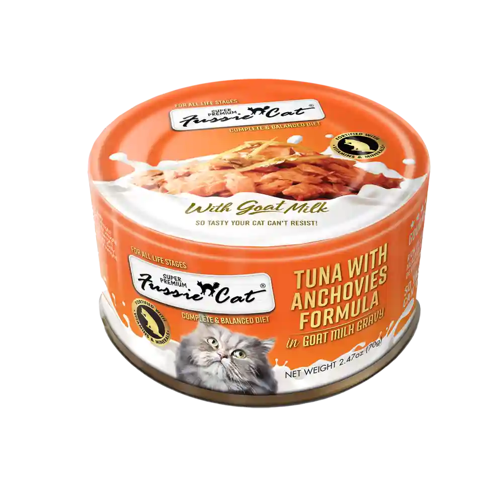Fussie Cat Tuna & Anchovies In Goats Milk 2.47oz