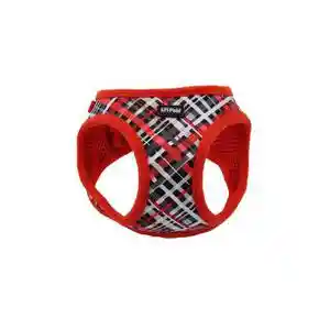 Canvas Dog Harness, Red And Grey Plaid, 3/8" X 10"-12"