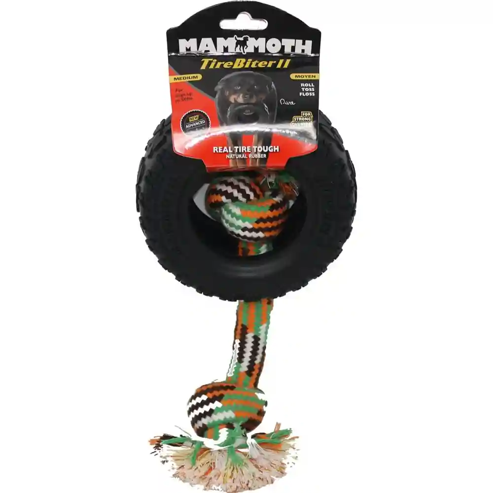 Tirebiter Ii With Rope Dog Toy Medium 12 X 5 X 2.25"