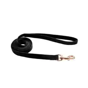 Microfiber Leash, Mod Black With Leopard Bow, 5/8" X 06'