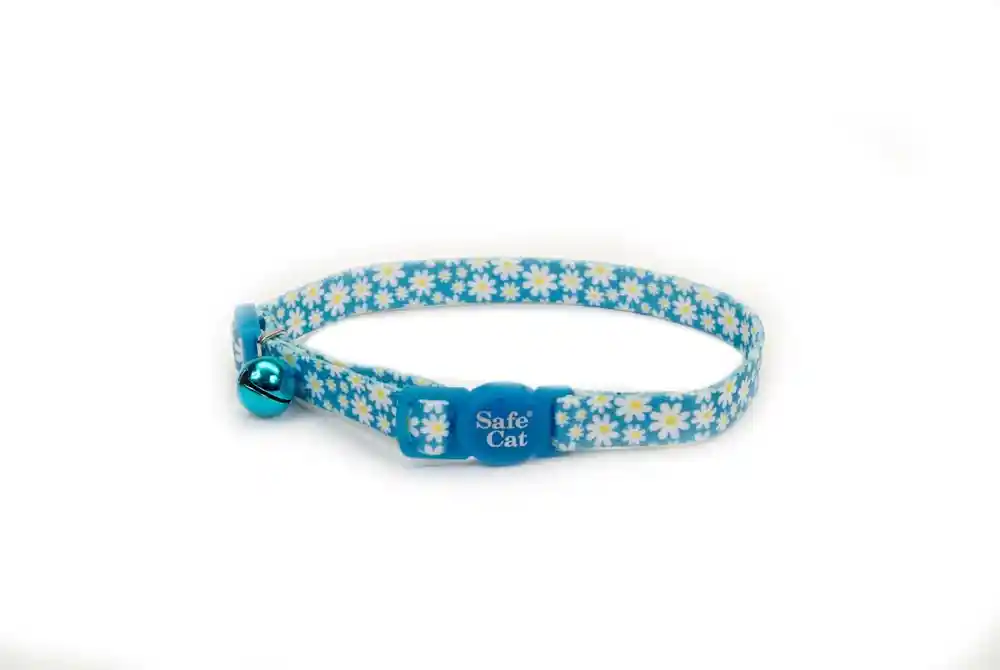 Fashion Adjustable Breakaway Cat Collar, Daisy Blue, 3/8" X 08"-12"