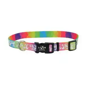 Patterned Collar, Rainbow Hearts, 3/8" X 8"-12"