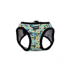 Canvas Dog Harness, Teal Yellow Grey Stained Glass, 3/8" X 10"-12"