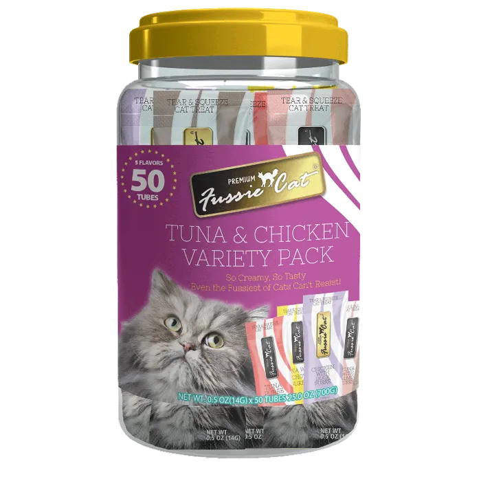 Fussiecat Puree Tuna & Chicken Variety Pack 5 Flavors 50/tub