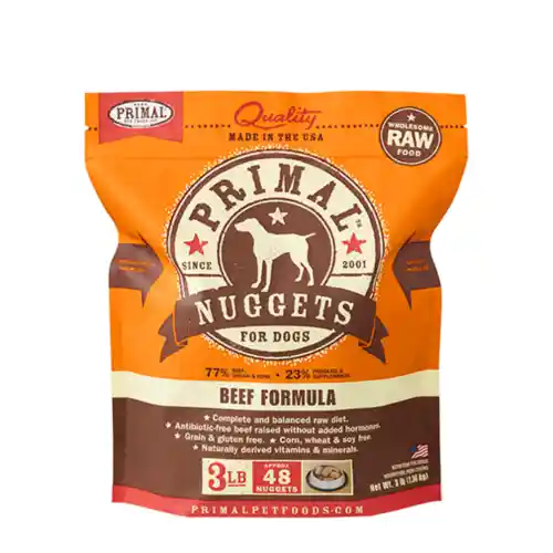 Raw Frozen Canine Beef Formula Nuggets Dog Food 3-lb