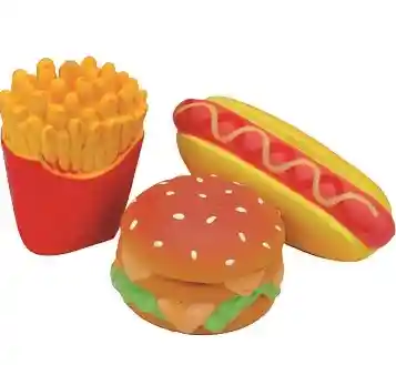 Latex Toy Set, Hamburger, French Fry And Hotdog, 4"