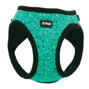 Canvas Dog Harness, Teal And Grey Diamonds, 3/8" X 8"-10"