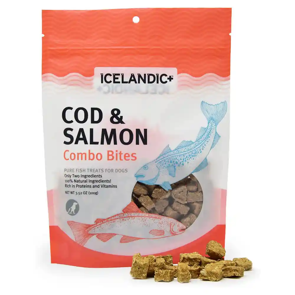 Icelandic Plus Fish Treat Cod & Salmon Combo Bites 3.52oz Bag 6/box