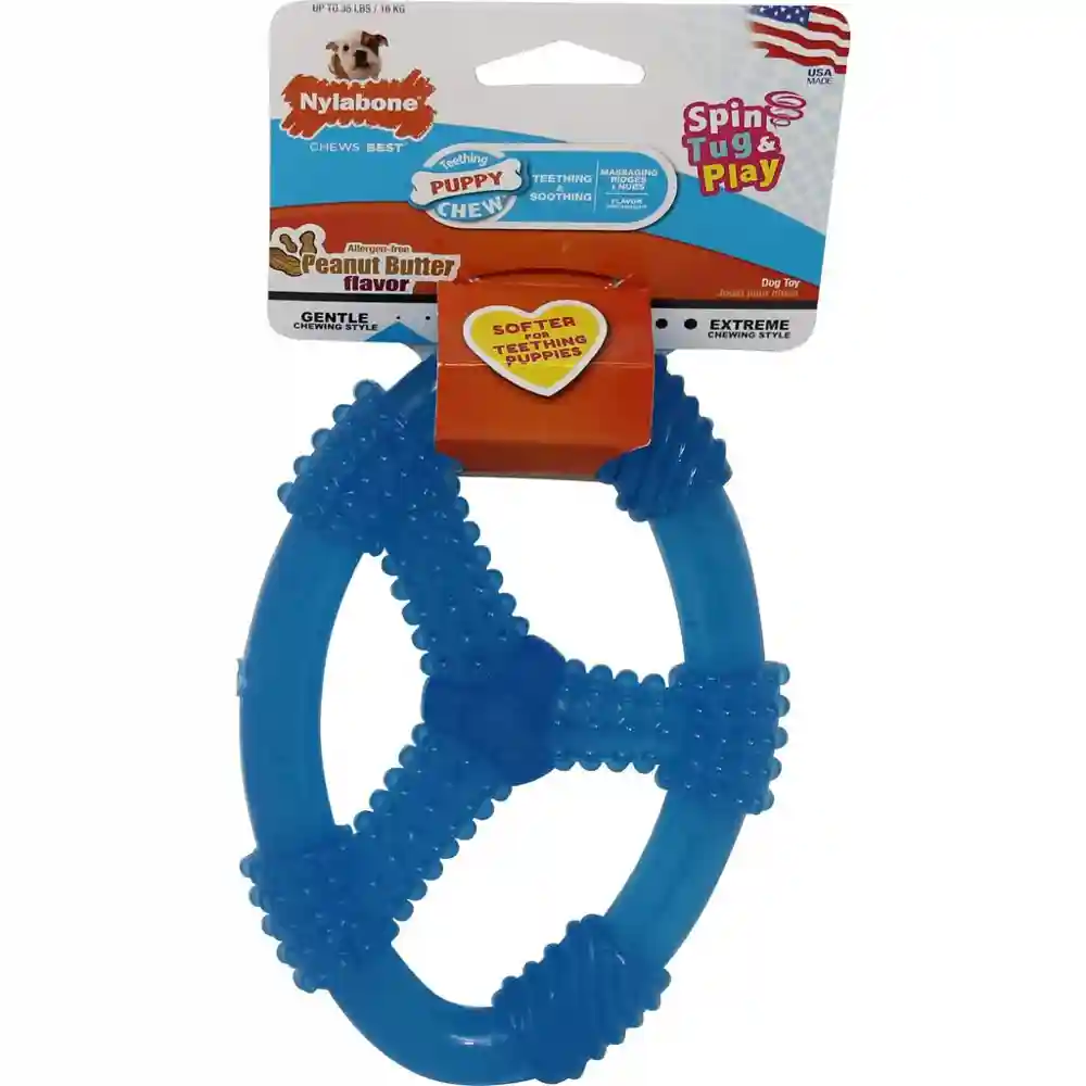 Nylabone Spring Tug & Play Puppy Oval Ring Pb Blue Wolf