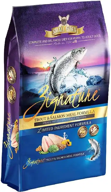 Zignature Trout & Salmon Formula  Small Bite Dry Dog Food 4Lbs
