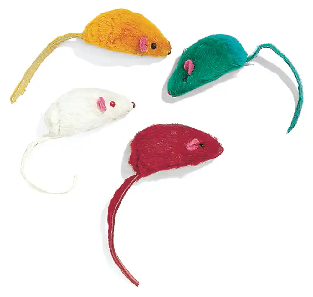Colored Plush Mice Cat Toy Assorted 4 Pk