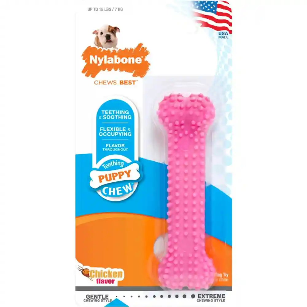 Nylabone Puppy Chew Dental Teething Chicken Pink