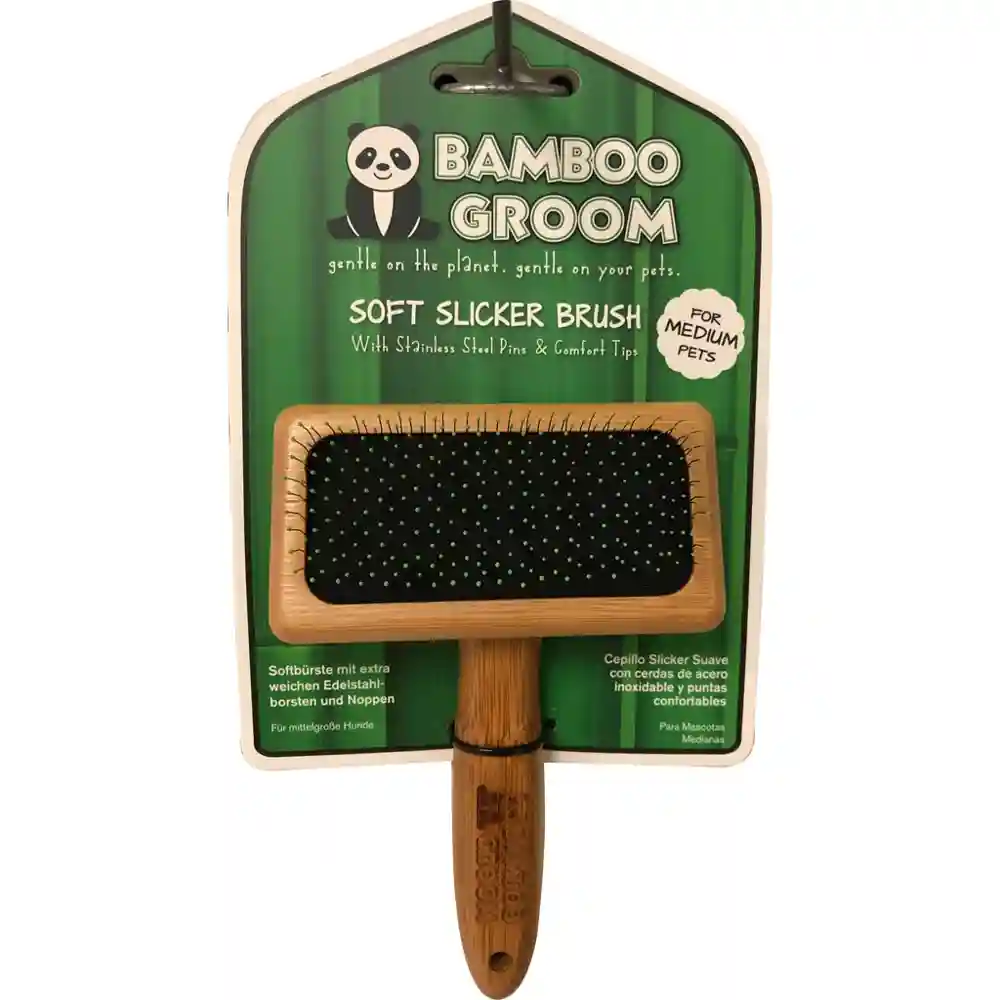 Bamboo Soft Slicker Brush With Com