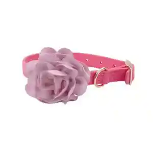 Microfiber Collar, Posh Pink With Flower, 5/8" X 13"