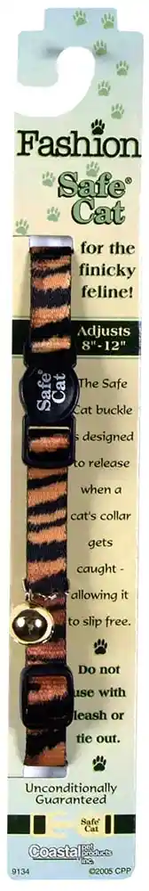 Fashion Adjustable Breakaway Cat Collar, Tiger, 3/8" X 08"-12"