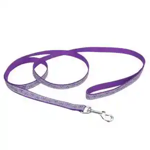 Reflective Open-design Dog Leash, Purple Daisy, 5/8" X 06'