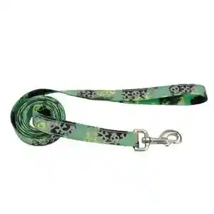 Patterned Leash, Lime Skulls, 3/8" X 6'