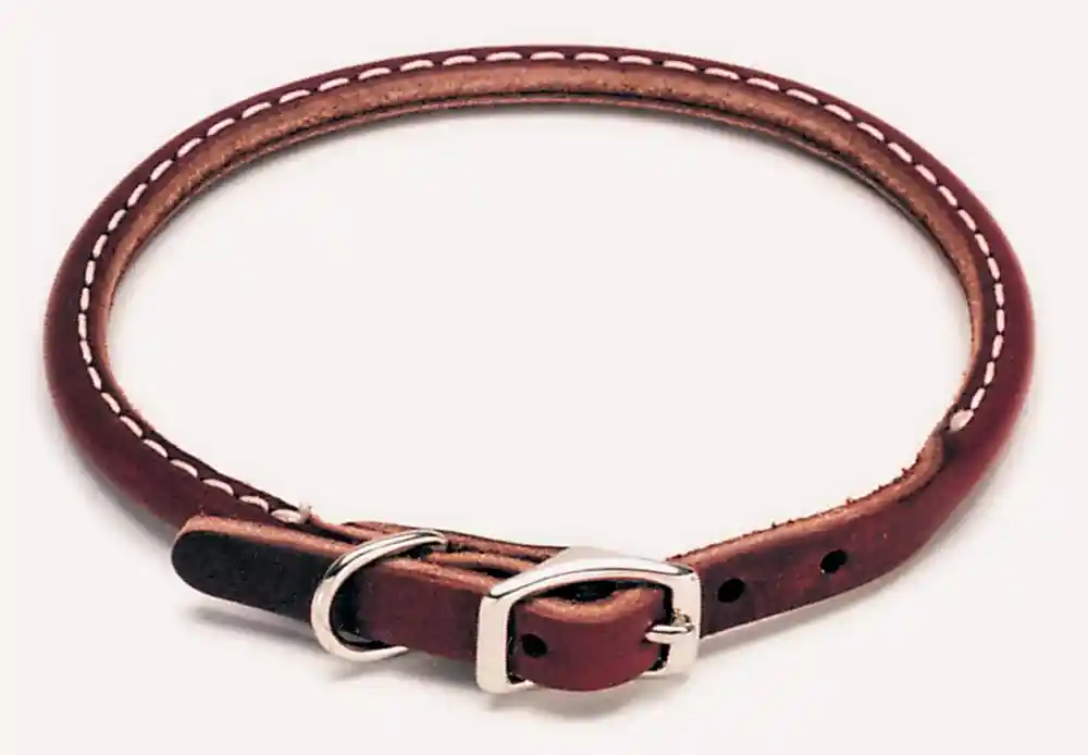 Latigo Leather Round Dog Collar, Latigo, 3/8" X 14"