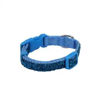 Adjustable Dog Collar With Glitter Overlay, Blue Sparkles, 3/8" X 06"-08"