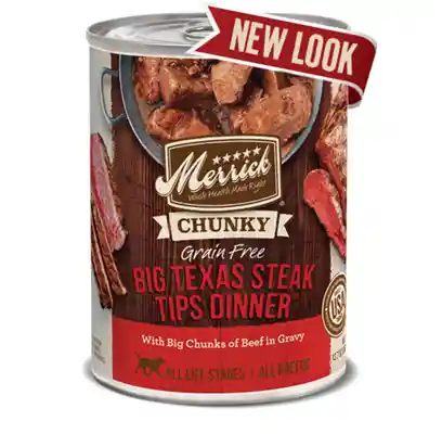 Chunky Grain-free Big Texas Steak Tips Dinner Canned Dog Food 12.7-oz