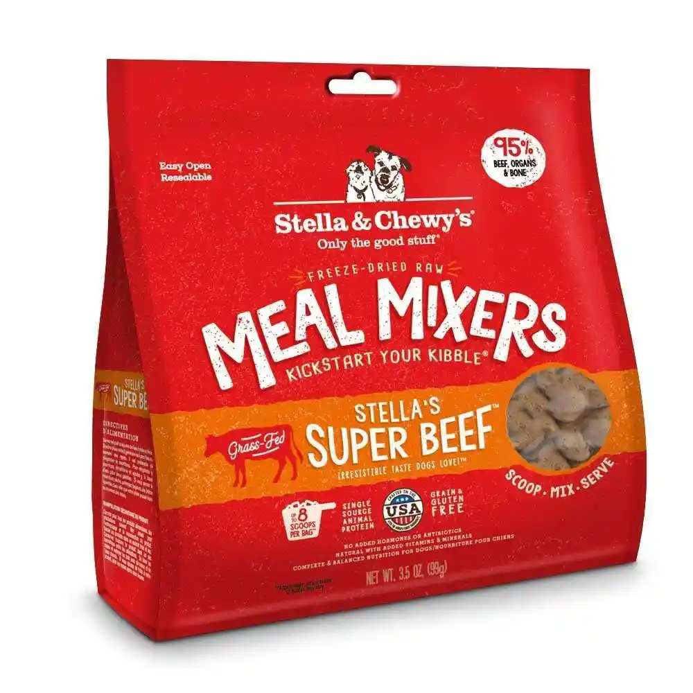 Meal Mixers Freeze Dried Raw Stella's Super Beef Grain Free Dog Food Topper 3.5-oz