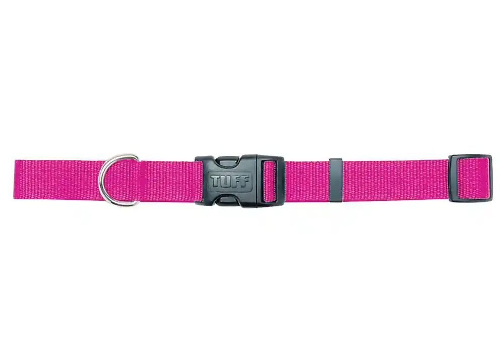 Adjustable Dog Collar With Plastic Buckle, Pink Flamingo, 1" X 14" - 20"