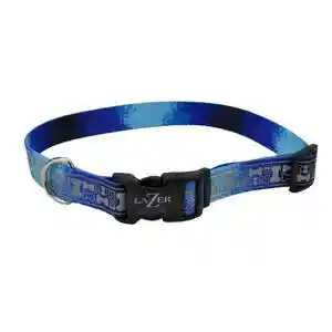 Patterned Collar, Blue Multi Bone, 1" X 18"-26"