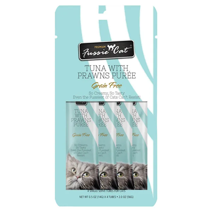 Fussie Cat Purée Tuna W/prawns 4pk/0.5-oz