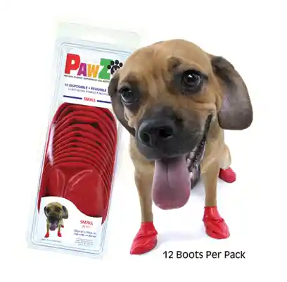 Waterproof Dog Boots, Red, 12 Count Small