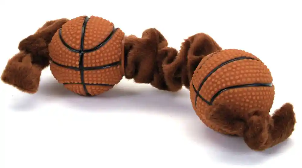 Plush And Vinyl Dog Toy, Basketball Tug, 8"