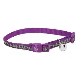 Reflective Adjustable Breakaway Cat Collar, Purple Animal Print, 3/8" X 08"-12"