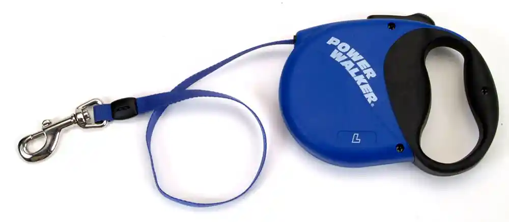 Power Walker Dog Retractable Leash, Blue, Up to 110 Lbs - Large