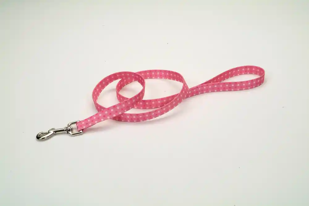 Dog Leash, Pink Dots, 5/8" X 06'