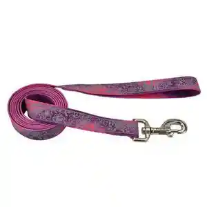Reflective Open-design Dog Leash, Pink Multi Flowers, 1" X 6'