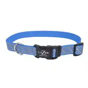 Reflective Open-design Adjustable Collar, Blue Lagoon Wave, 1" X 18"-26"