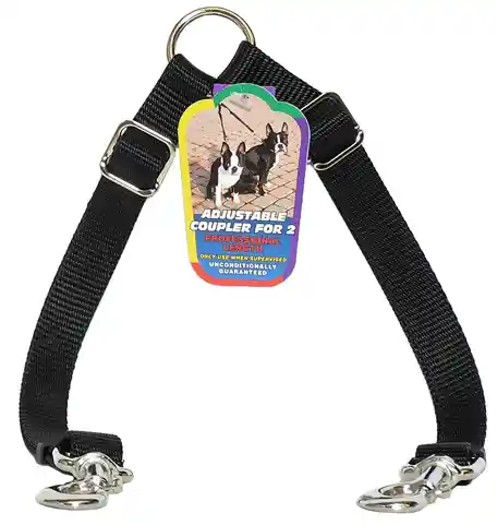 2 Dog Adjustable Coupler, Black, 3/4" X 24"-36"