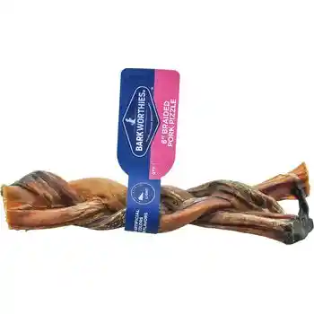 Barkworthies Pork Pizzle 6" Braided 30/case;