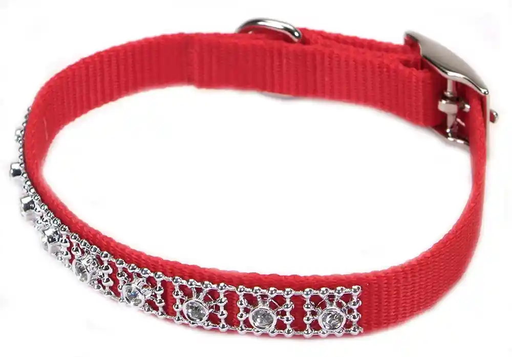 Jeweled Dog Collar, Red, 3/8" X 12"