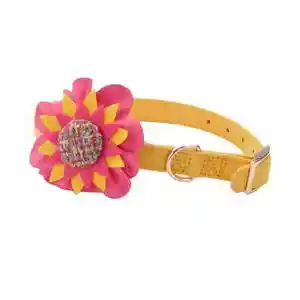 Microfiber Collar, Vintage Yellow With Flower, 5/8" X 13"