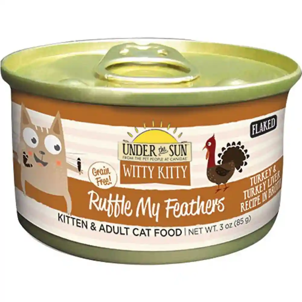 Under The Sun Witty Kitty Grain-free Ruffle My Feathers Turkey & Turkey Liver Recipe Canned Cat Food