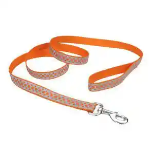 Reflective Open-design Dog Leash, Orange Abstract Rings, 1" X 06'